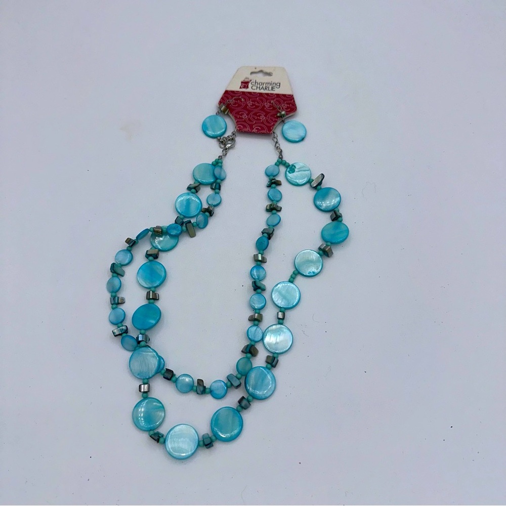 Women’s light blue beaded necklace/earring set NWT